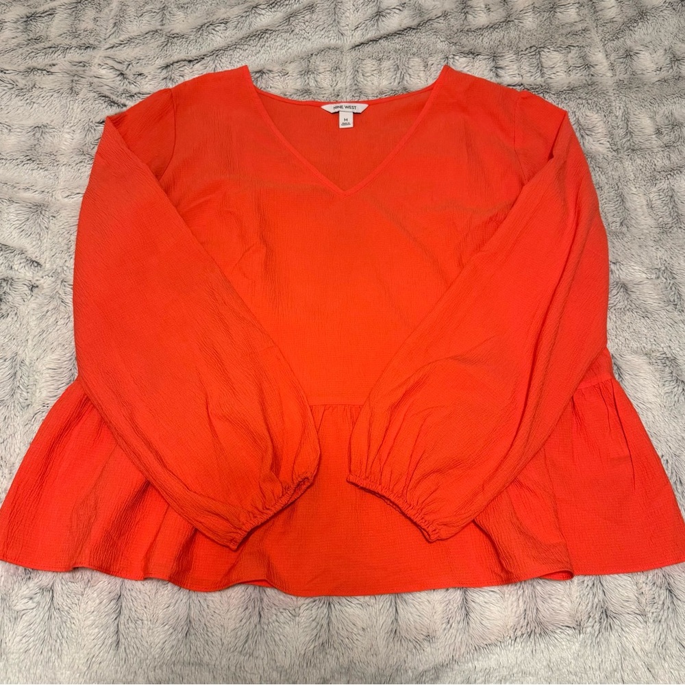 Nine West Vibrant Orange Blouse